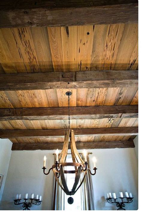 Wood ceiling with beams | Rustic ceiling, Ceiling light design, Home ceiling