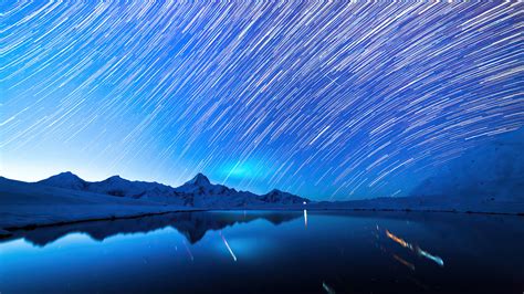 1920x1080 Star Trails Snow Mountains 4k Laptop Full HD 1080P ,HD 4k ...