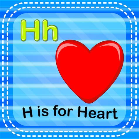 Premium Vector | Flashcard letter h is for heart