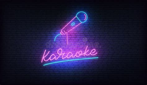 Karaoke Neon Billboard. Neon Sign with Microphone and Karaoke Lettering Stock Vector ...