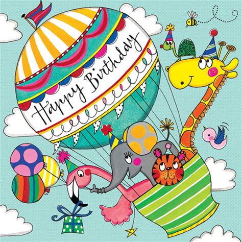 Happy Birthday animals in Balloon - Malarkey Cards