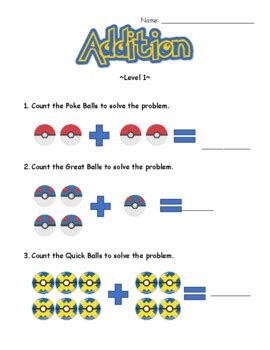 Pokémon Math Worksheets (Grades K-2) by Alexis Jones | TPT