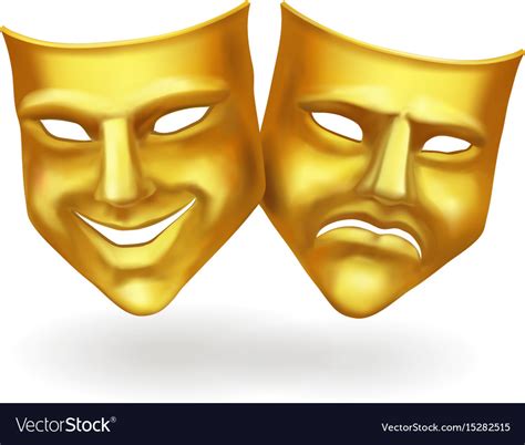 Theater masks gold icons realistic Royalty Free Vector Image