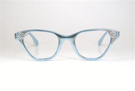 Vintage 50s Blue Cat eye Eyeglasses Frame by Vintage50sEyewear