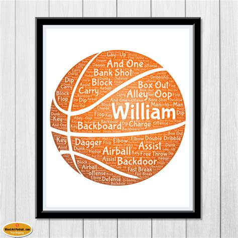 Unique Personalized Basketball Gifts: Wall Art Decor for Dad, Son, Brother & Him | Wordle Word ...