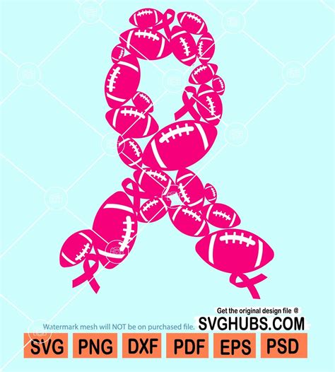 Football Cancer Ribbon Svg