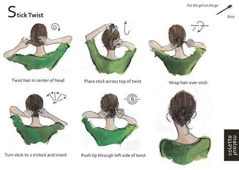 Pictorial step-by-step guide to a "stick twist" : Hair