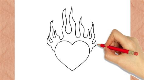 How to Draw a HEART ON FIRE - YouTube