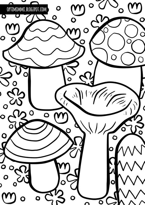 Mushrooms (a coloring page) / Sienet (värityskuva)