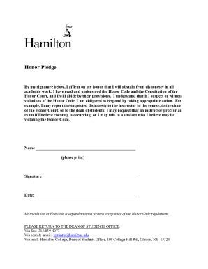 Fillable Online Honor Pledge form Fax Email Print - pdfFiller