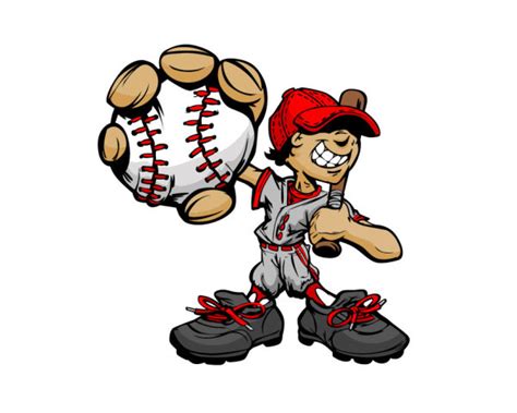 funny cartoon Baseball player vector 03 free download