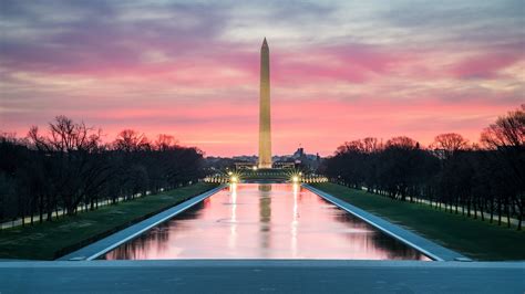 Washington Monument sunrise from Lincoln Memorial steps, USA | Windows ...