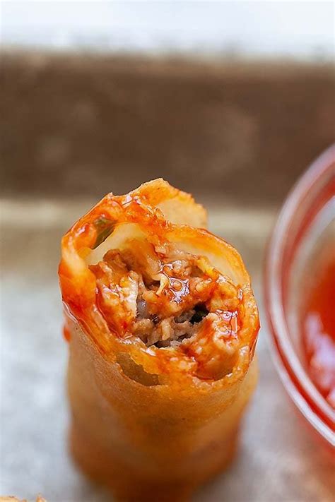 Lumpia filled with lumpia filling, and dipped into sweet and sour lumpia sauce. | Spring roll ...