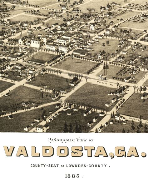 Valdosta, Georgia in 1885 - Bird's Eye View Map, Aerial, Panorama ...