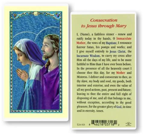 Consecration to Jesus through Mary Holy Card - Holy Family Books & Gifts