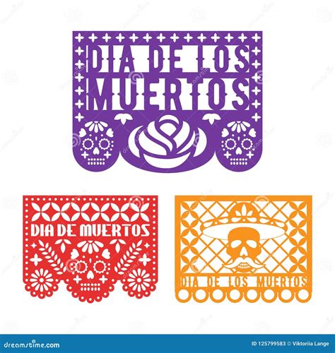 Papel Picado, Mexican Paper Decoration for Dia De Los Muertos Holiday. Day of the Dead Stock ...