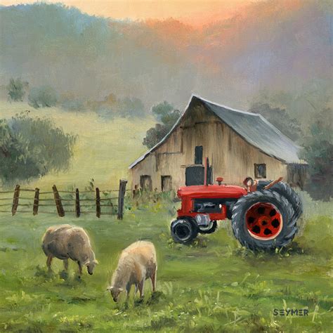 Farm Painting Country House Original, Barn Landscape Art, Rural Life ...