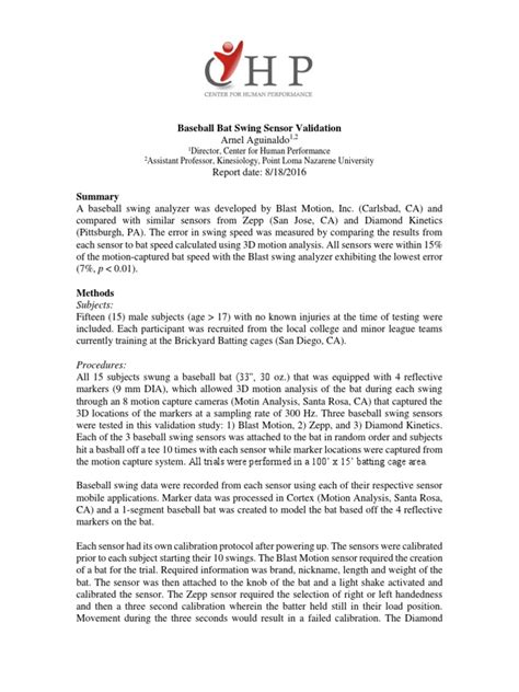 Baseball Bat Swing Sensor Validation | PDF | Post Hoc Analysis | Statistical Significance