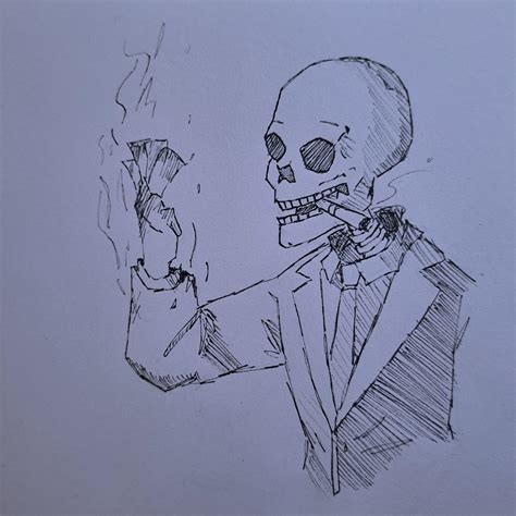 Skeleton smoking : r/sketches