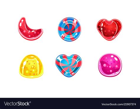 Glossy candies set sweets of different shapes Vector Image