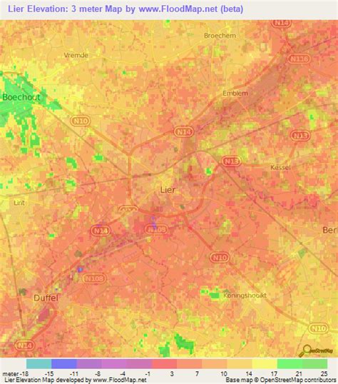 Elevation of Lier,Belgium Elevation Map, Topography, Contour