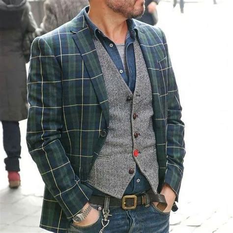 Green Mens Plaid Suit Jacket in 2020 | Menswear, Stylish men, Mens ...