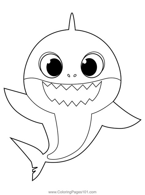 Daddy Shark Pinkfong Coloring Page in 2024 | Coloring pages, Baby shark ...