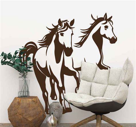 2 horses running animal wall decal - TenStickers