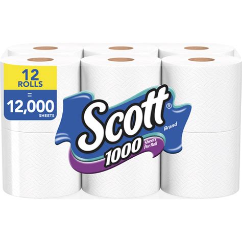 Scott 1000 Toilet Paper, 12 Regular Rolls, Septic-Safe, 1-Ply Toilet Tissue | Toilet Paper ...