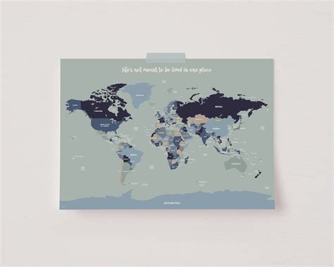 World Map Poster, Accurate World Map, Large World Map Print, Detailed ...