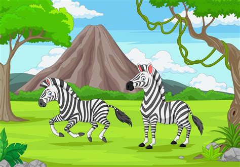 Cartoon two zebras in the jungle 5162358 Vector Art at Vecteezy