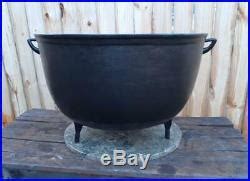 Antique 1850s 30 Gal Cast Iron 3Lg DGM 26 CAMPFIRE COWBOY GYPSY KETTLE ...