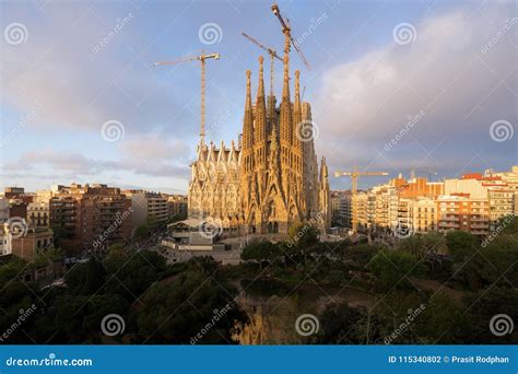 Barcelona, Spain - April 9,2018 : Aerial View of the Sagrada Familia, a Large Roman Catholic ...