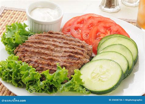 Grilled ground beef patty stock photo. Image of carbs - 25838736