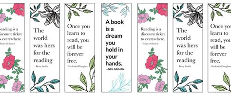 Wall Decor Home & Living Quote Printable Bookmark Set Download and Print Bookmarks Watercolor ...