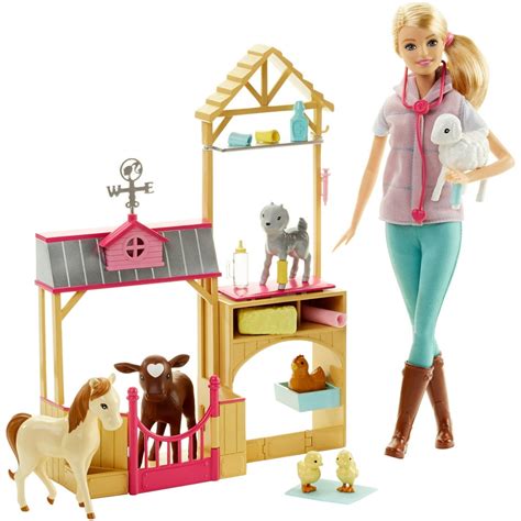 Barbie Farm Vet Playset with Doll, 7 Animals & Career Accessories - Walmart.com - Walmart.com