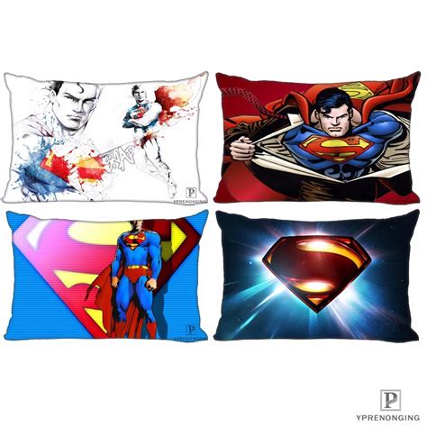 Custom Superman Cartoon Rectangle Pillowcases Zippered Pillow Cover Cases 35x45cm (One Side ...