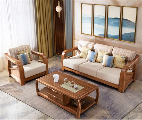 China Latest Fabric Sofa Set Living Room Furniture Pictures of Wooden ...