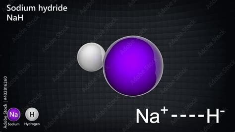 Sodium hydride, formula NaH or HNa. 3D render. Seamless loop. Chemical ...