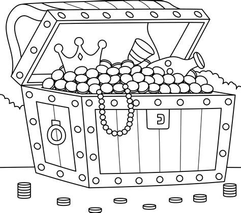 Big Treasure Chest Coloring Page for Kids 6823360 Vector Art at Vecteezy