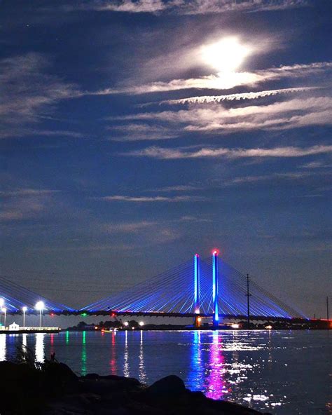 Indian River Inlet Bridge At Night - Delaware Photograph by Kim Bemis