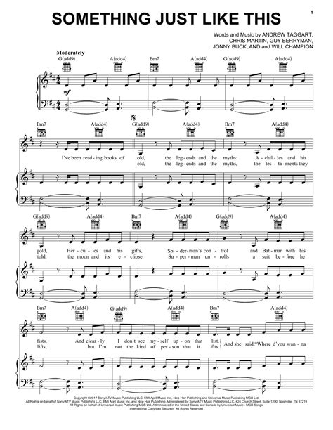 The Chainsmokers & Coldplay 'Something Just Like This' Sheet Music ...