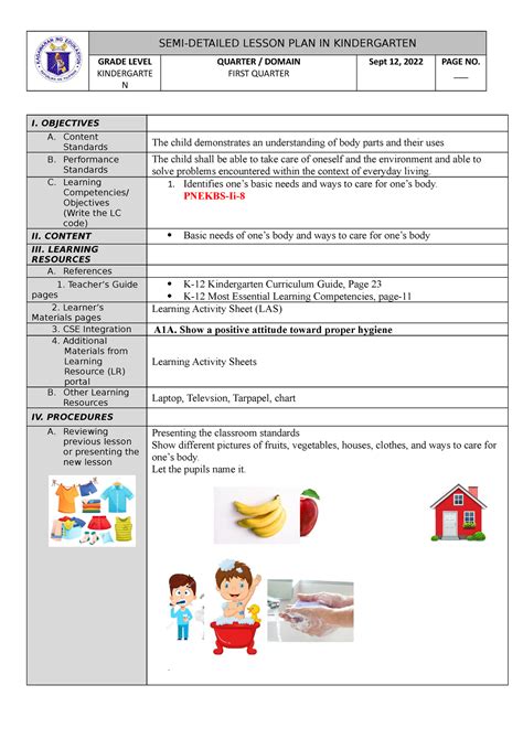 Cse -dlp - kindergarten - GRADE LEVEL KINDERGARTE N QUARTER / DOMAIN ...