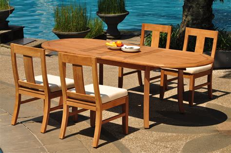 Grade-A Teak Dining Set: 4 Seater 5 Pc: 94" Double Extension Oval Table And 4 Osborne Armless ...