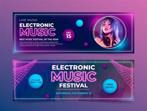 Free Vector | Electronic music event horizontal banner template