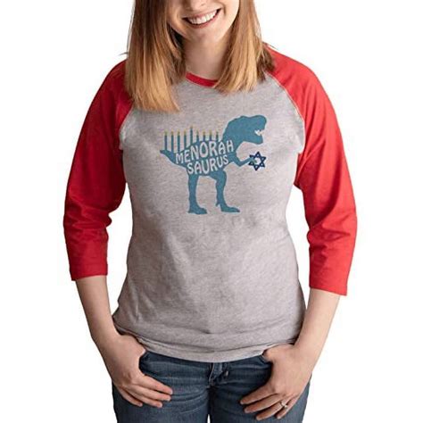 7 ate 9 Apparel Women's Happy Hanukkah Shirts - Funny Dino Menorah ...