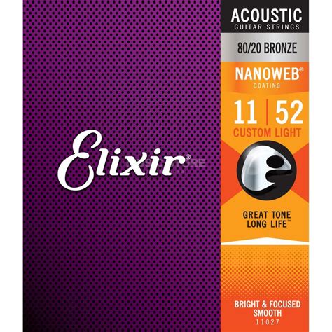 Elixir A-Guitar Strings 11-52 11027 Nanoweb Bronze | DV247