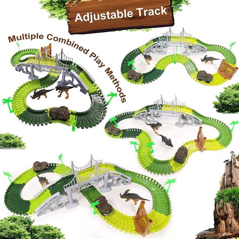 Dinosaur Toys Track Set 192 Pcs, Create A Dinosaur Racing Track, Ible ...