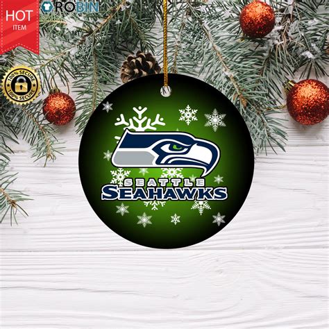 Seattle Seahawks Merry Christmas Circle Ornament - RobinPlaceFabrics