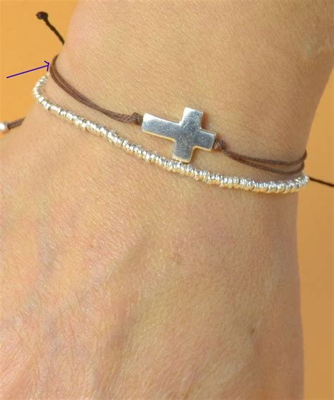 Sterling silver cross charm bracelet.Mens gift.unisex cross bracelet